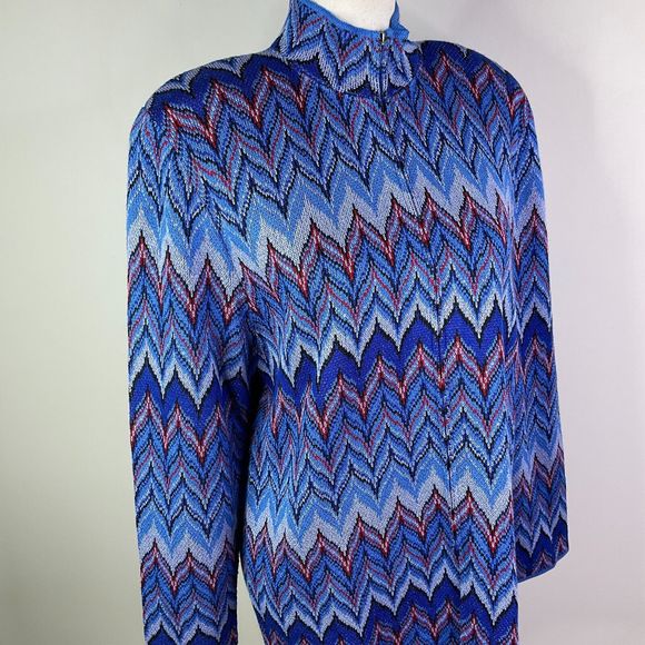 Vintage SAN REMO  Laure Knits Sweater Cardigan Front Zip Women Large Heavy Knit - Picture 4 of 11